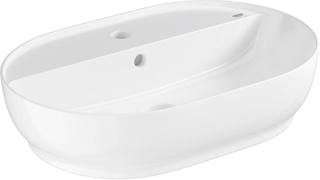 Grohe Essence Aufsatzwaschtisch – 60 cm – mit Hahnlochüberlauf – Keramik glänzend – Aquaceramic Hyperclean – Weiß