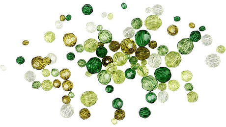 Creativ Company Facettenperlen, Größe 4-12 mm, Lochgröße 1-2,5 mm, ca. 860 Stück, grüner Glitzer, 250 g 1 Box