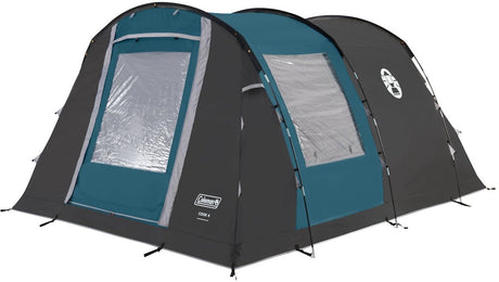Coleman cook 4 tent – 4 persoons tunneltent – uv guard zonbescherming - brandvertragend materiaal – grijs blauw