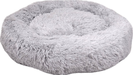 Flamingo hondenmand – donut hondenmand – kattenmand – ronde pluche mand met antislip – mand krems lichtgrijs – ø70 cm