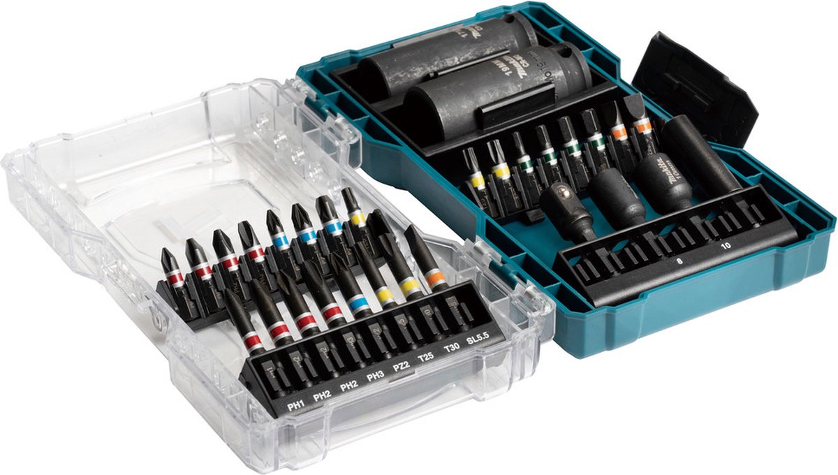 Makita Schraubendreher-Bit-Set mit Kraftköpfen 30-teilig – E-07060 mit Hartschalenkoffer