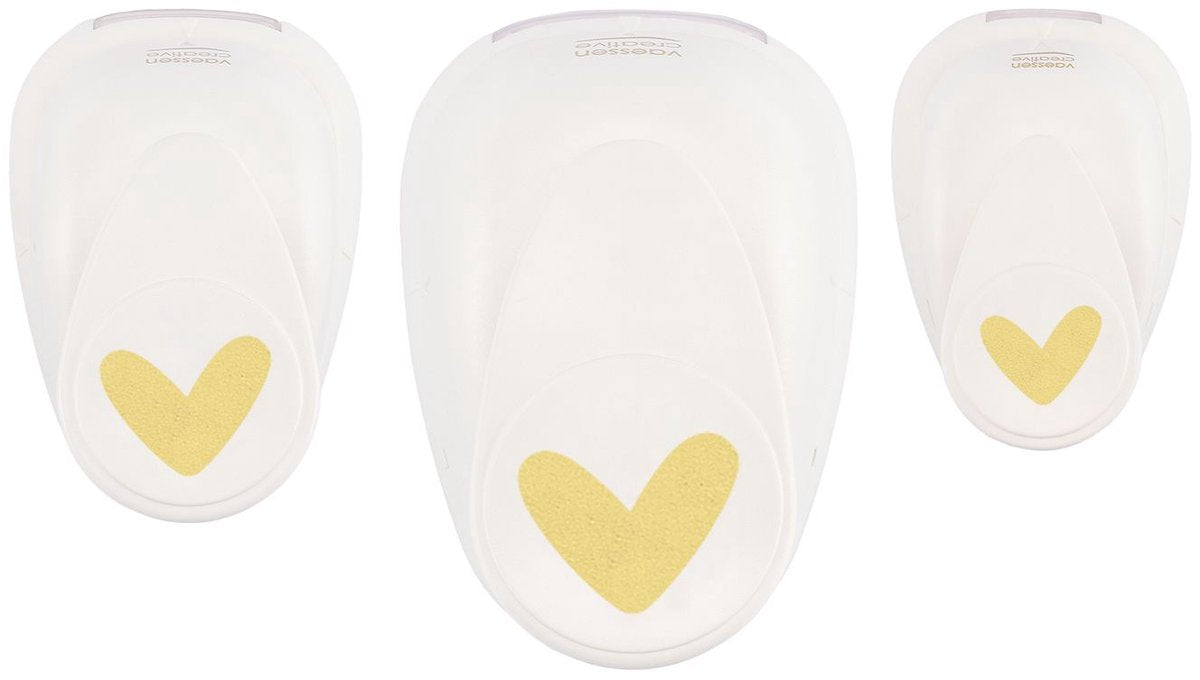 Vaessen creative pons set - figuurpons hart speels - 3 st. - ø 9 x 13, 18 x 22 en 35 x 37 mm