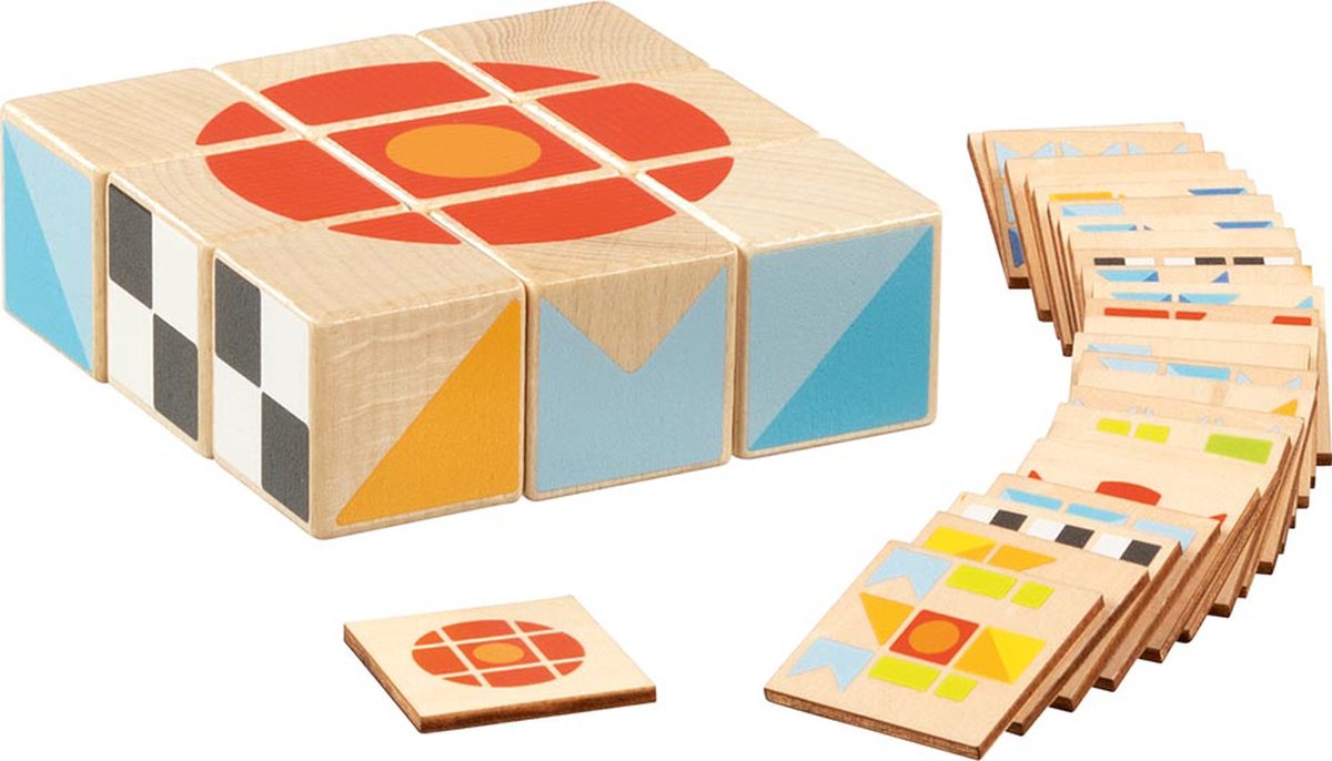 Goki Puzzle - Spiel - 9 Blöcke - 25 Muster - Holz - 3 Jahre