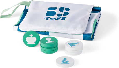 Bs toys vouw speel schaken xl - extra groot schaakspel voor kinderen vanaf 8 jaar - opvouwbare schaakmat voor binnen buiten - 32 houten schaakschijven - educatief bordspel voor 2 spelers - strategisch denkspel kinderspeelgoed met opbergtas