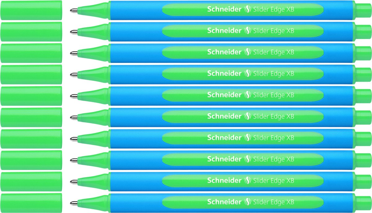 Schneider Schreibgeräte Schneider Kugelschreiber - Schiebekante - Feder XB - Schreibfarbe Grün - 10 Stück - S-152204-10
