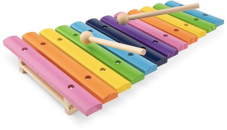 Woet ® houten xylofoon speelgoed - kleurrijk speelgoedinstrument met muziekboekje en 2 stokjes - stimuleert muzikale ontwikkeling - vanaf 2 jaar
