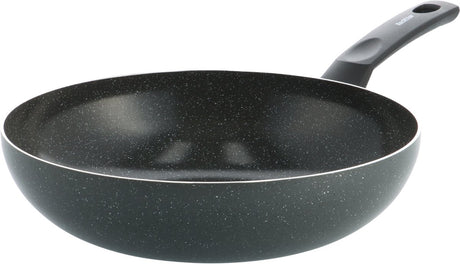 Kochstar Stein-Keramik-Wok-Pfanne – ohne Deckel – 28 cm – 3,57 l – PFAS-frei – Induktions-Wok-Pfanne – Induktionspfanne – Keramik-Antihaftbeschichtung – Kühlgriff – ofenfest bis 130 °C – Granit