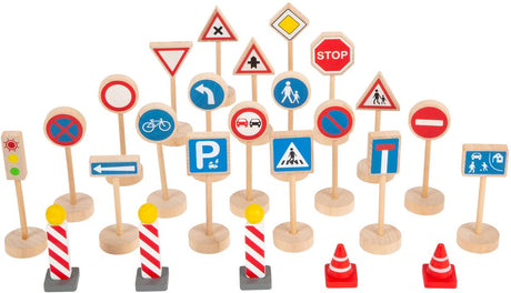 Small Foot - Mini-Verkehrsschild-Set aus Holz, 25-tlg.