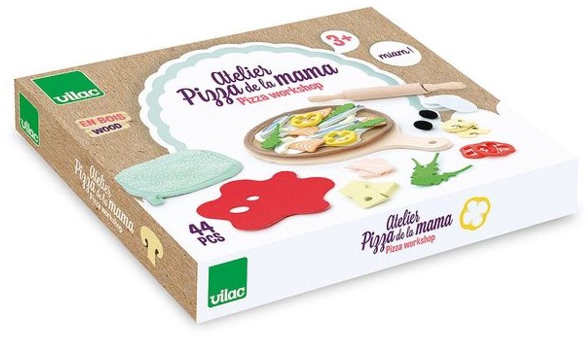 Vilac houten pizza speelgoed voor kinderen - creatief rollenspel.