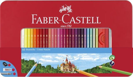 Faber-Castell Buntstifte – Schloss – Dose 60 Stück mit Zubehör – FC-115894