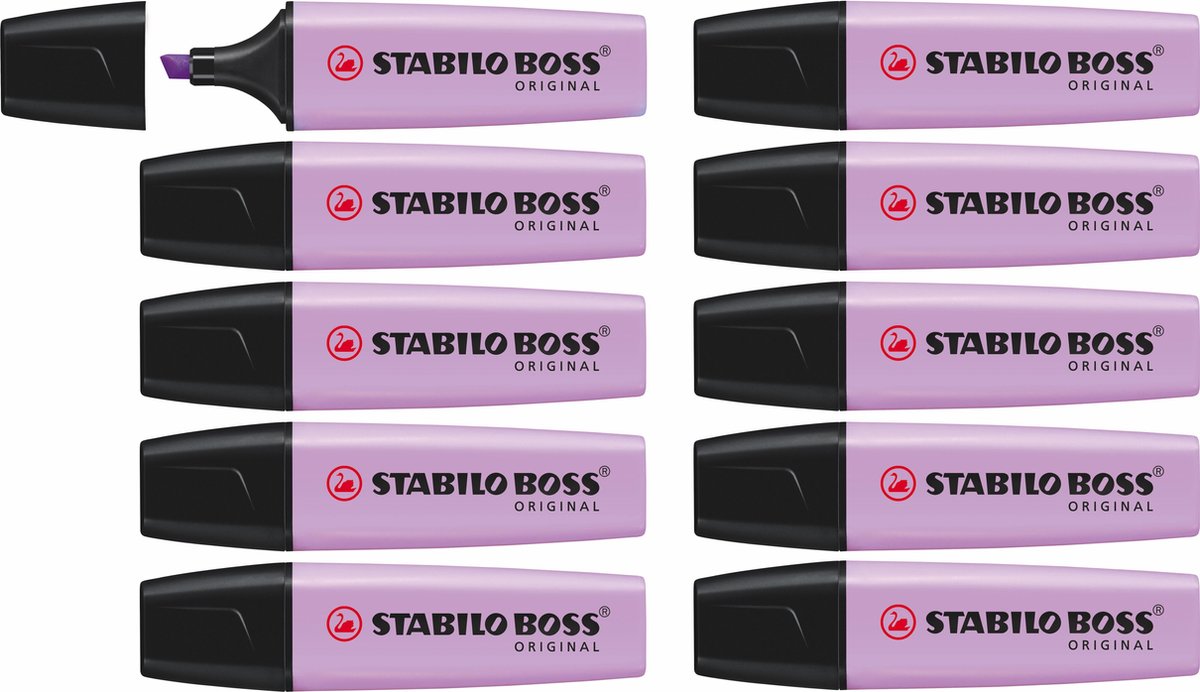 Stabilo Boss Original Pastell – Textmarker – Flieder-Rouge – Schachtel mit 10 Stück