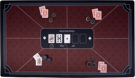 Longfield pokerkleed rood 140x80 cm - polyester rubber - glad speeloppervlak - poker dobbel accessoire - engelhart