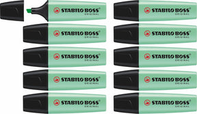 Stabilo boss original pastel - markeerstift - markeren met pastelkleuren - vleugje mint - doos 10 stuks