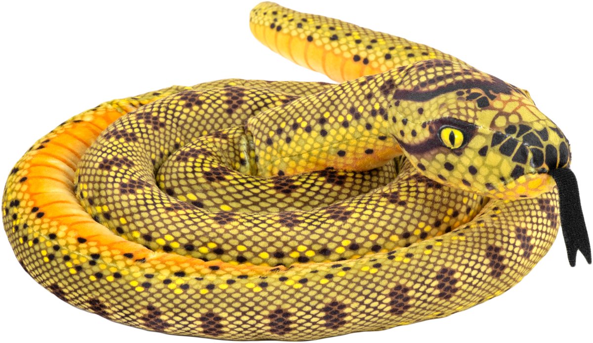 Wild republic anaconda knuffel slang - geel - 152 cm - reptielen knuffeldier