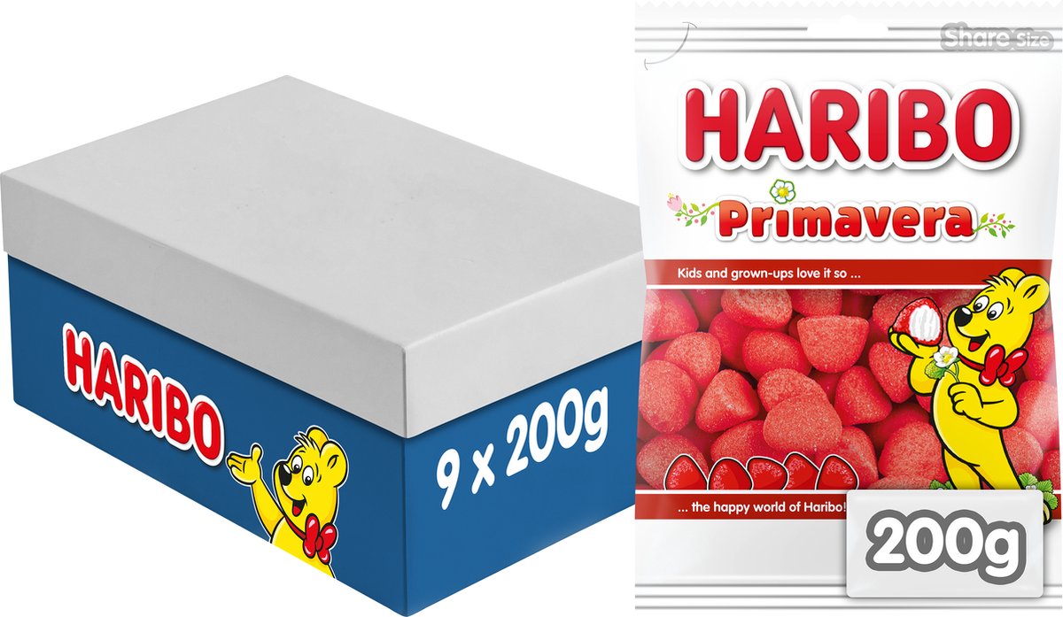 Haribo Primaveren – Bonbonschaum-Erdbeergeschmack – 9 x 200 g