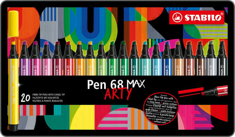 Stabilo Pen 68 Max Arty – Filzstift mit dicker Keilspitze – Set mit 20 Stück