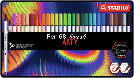 Stabilo Pen 68 Pinsel – Filzstift – Arty – Metall-Set 30-teilig