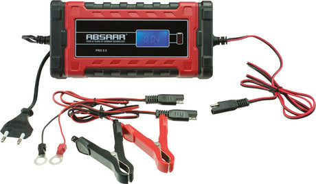 Absaar Batterieladegerät Pro 8.0 12 24 Volt 0-160 220 Ah 8A Rot Schwarz