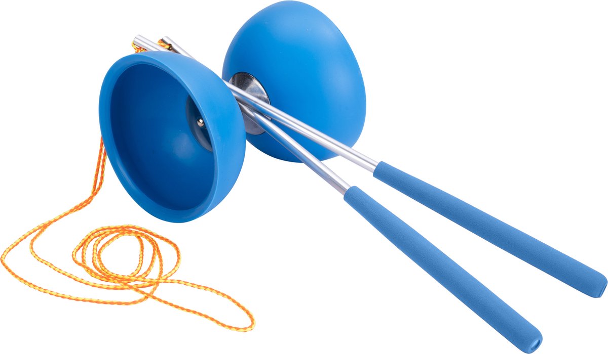 Engelhart diabolo van rubber met metalen stokjes - blauw