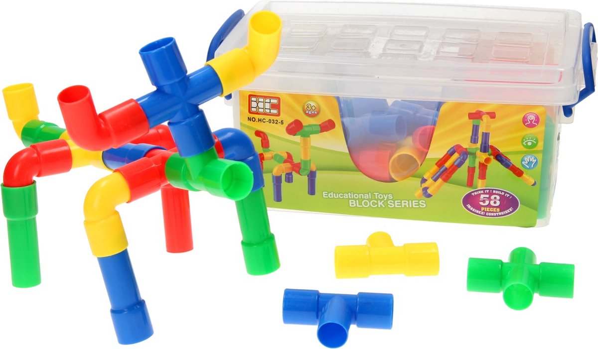 Konstruktionsrohre in Aufbewahrungsbox, 58-tlg
