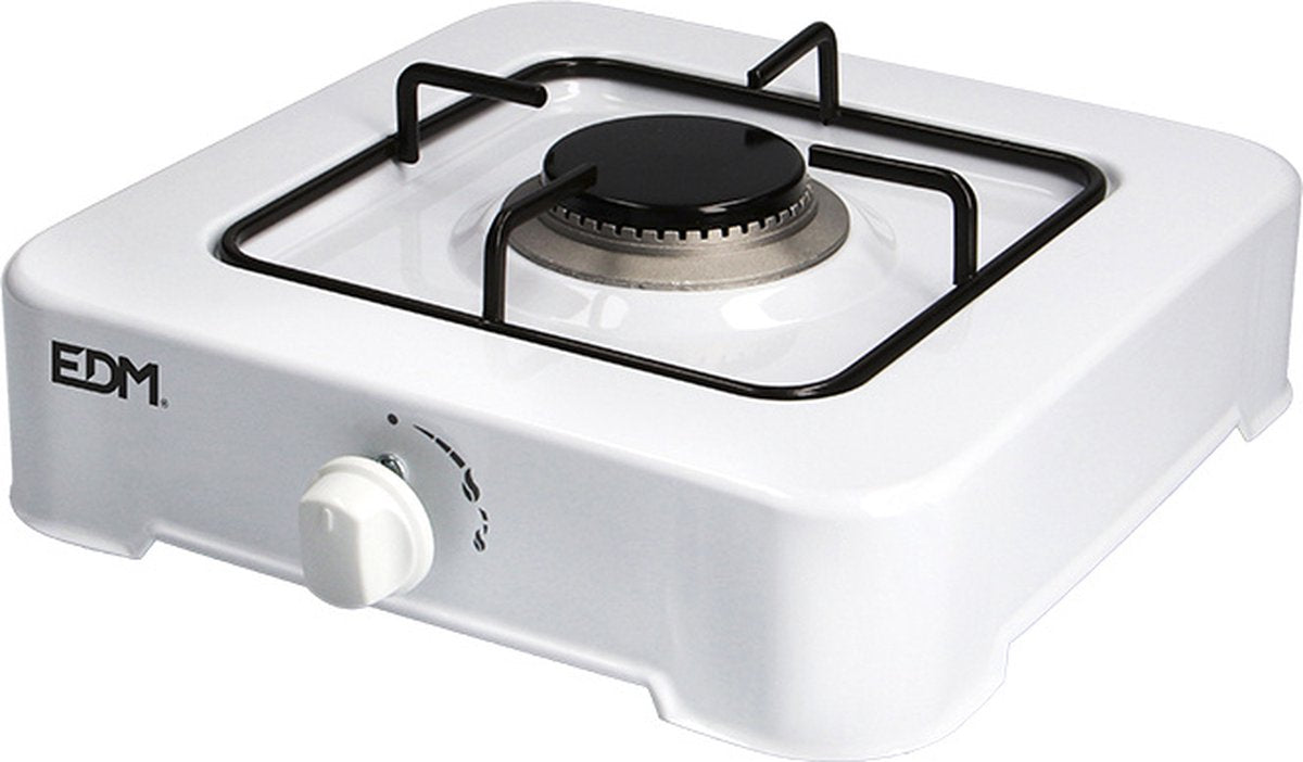 Edm 1-pits gaskooktoestel - camping - wit - 30 x 30 x 10 cm