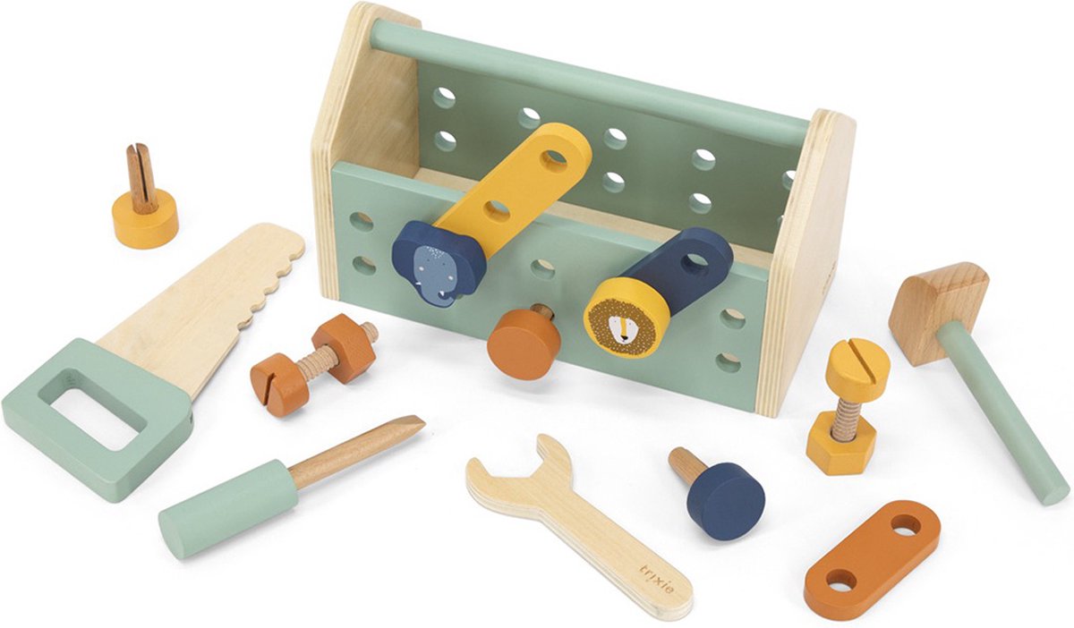 Trixie Holzspielzeug - Werkzeuge - für Kinder - Werkzeugkasten - ab 2 Jahren - für Jungen und Mädchen - FSC