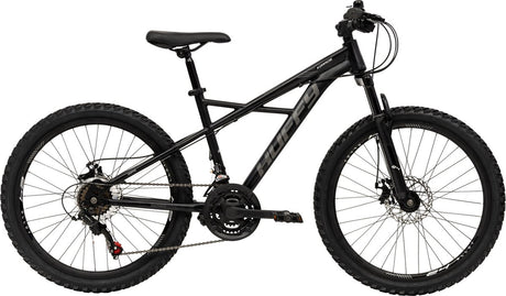 Huffy Korros 24 Zoll Kinder-Mountainbike schwarze Hardtail-Vorderradaufhängung + Shimano 21 Gänge – Kleinkinder 8–13