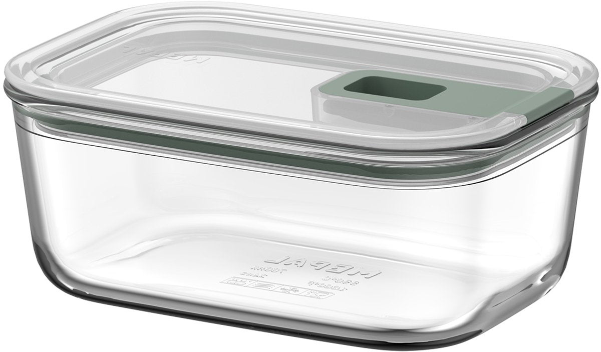 Mepal glazen vershouddoos easyclip - 700 ml - glazen vershoudbakjes met schuifsluiting - geschikt voor magnetron. (stoom)oven. koelkast en vriezer - nordic sage