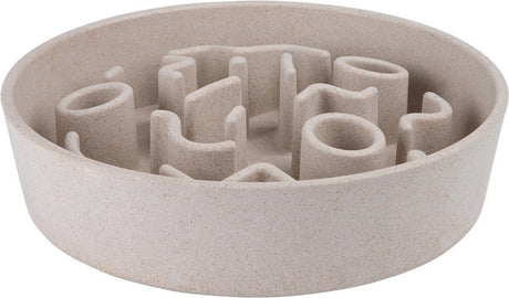 District 70 bamboo slowfeeder beige - hondenvoerbak - ø21 cm