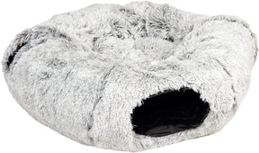 Duvo plus gemütlicher Katzenkorb, Katzentunnel – flauschiger Plüsch – 80 x 80 x 25 cm