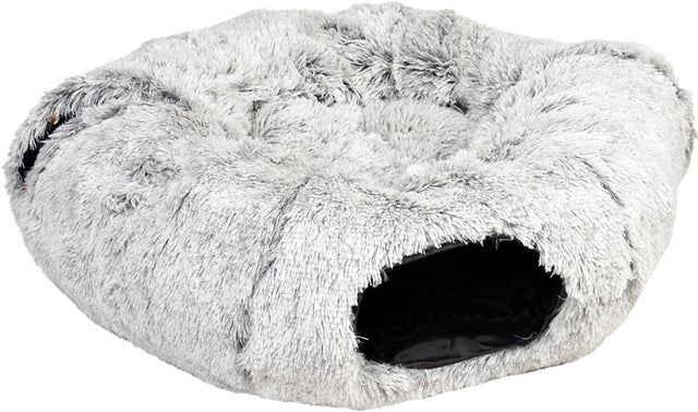 Duvo plus gemütlicher Katzenkorb, Katzentunnel – flauschiger Plüsch – 80 x 80 x 25 cm