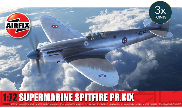 Airfix Modellbausatz Flugzeug – 02017b Supermarine Spitfire Pr.xix – Britisches Aufklärungsflugzeug aus Kunststoff – 1:72 – Modellbau