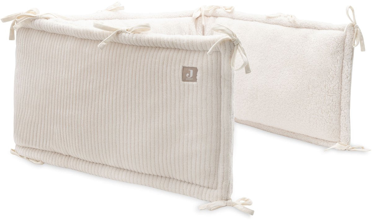 Jollein baby bedbumper ledikant - 180x30cm - katoen - cloudy rib - oatmeal