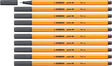 Stabilo point 88 - premium fineliner - fine 0,4 mm – diep koud grijs – doos 10 stuks