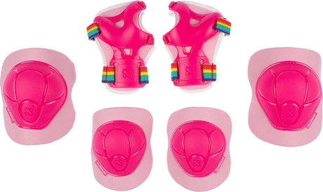 Nijdam skate beschermset - pink rainbows - roze wit - m