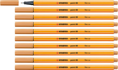 Stabilo point 88 - premium fineliner - fine 0,4 mm – donker okergeel – doos 10 stuks