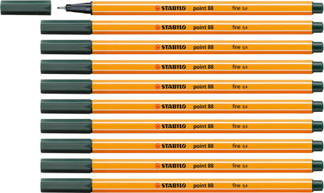 Stabilo point 88 - premium fineliner - fine 0,4 mm – olijf groen– doos 10 stuks