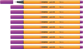 Stabilo point 88 - premium fineliner - fine 0,4 mm – lila paars – doos 10 stuks