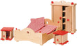 Goki Puppenhausmöbel Serie 2: 4-teiliges Schlafzimmer, für Puppe