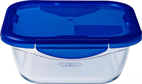 Pyrex - Cook Go Schüssel quadratisch mit Deckel 0,8 Liter - transparent