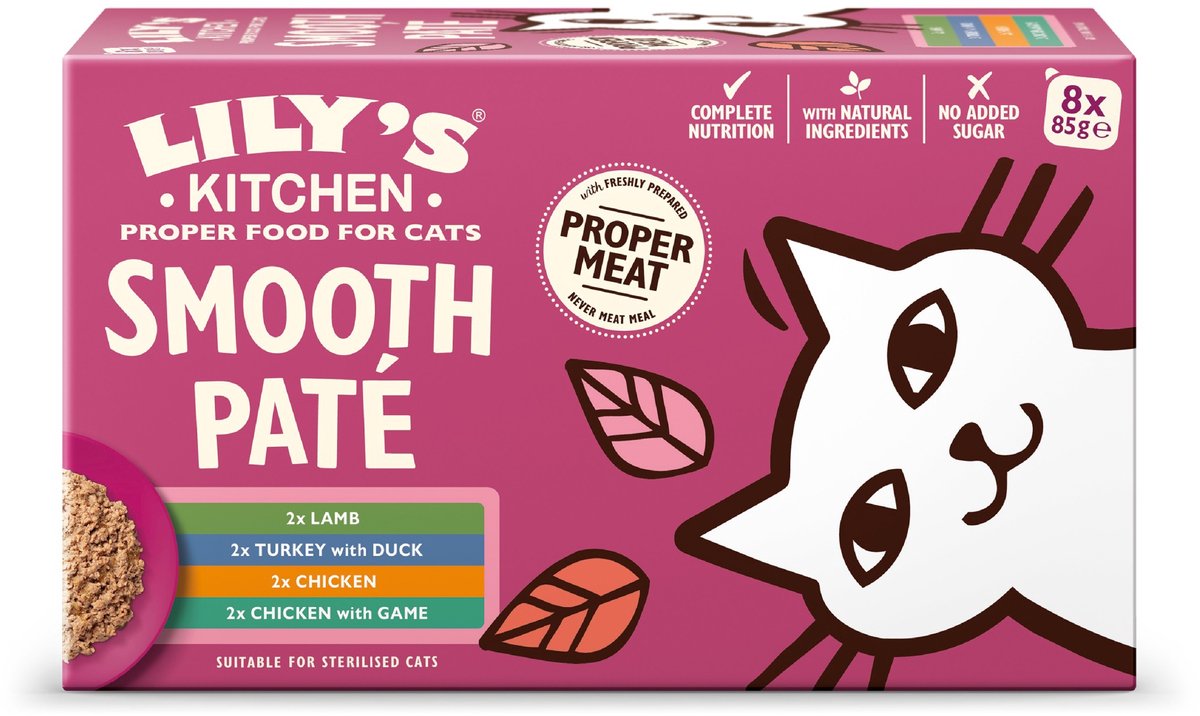 Lily's Kitchen Katzenfutter Nassfutter – Multipack 8x85g – getreidefrei, 65 % Frischfleisch, reich an Taurin