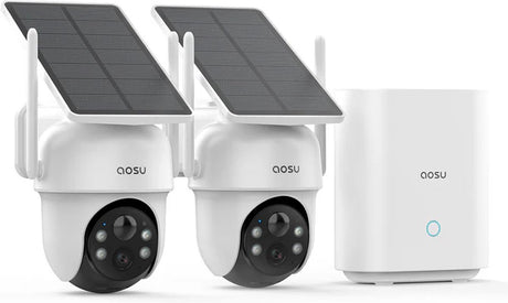 Aosu Solarcam D1 Classic Kit – 2 Sicherheitskameras mit 2K-Auflösung – 360°-Ansicht, KI-Tracking
