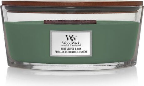 Woodwick heartwick flame ellipse geurkaars - mint leaves oak - 50 branduren