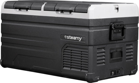 Steamy -e dual zone elektrische compressor koelbox - dual zone - 72 liter - 12v en 230v - voor auto en camping - zwart