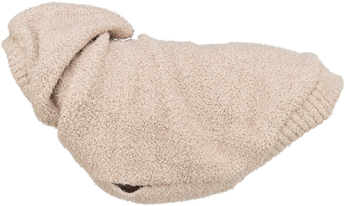 Trixie Hundepullover – Carson Hoodie mit Kapuze Sand – 30cm Rückenlänge