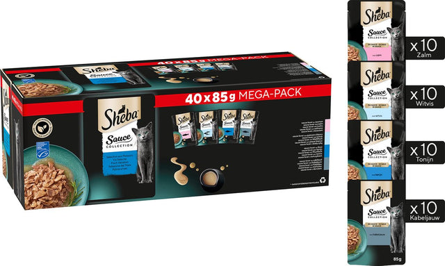 Sheba Katzenfutter-Soßenkollektion – Nassfutter – Fischauswahl in Soße – 40 x 85 g Megapack