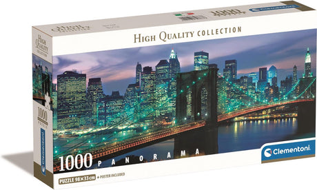 Clementoni – Puzzle – 1000 Teile – Panorama New York Brooklyn Bridge – Puzzle für Erwachsene – hochwertige Sammlung