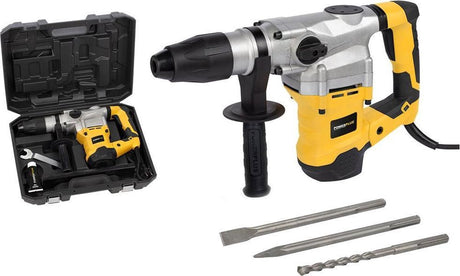 Powerplus Elektro-Bohrhammer Powx1179 – 3 in 1: Hammerbohren, Meißeln und Meißelrotation, 1600-W-Bohrer, 9 Jahre, SDS max, 3 Akkus.