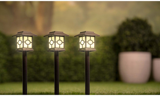 Grundig Solar-Gartenlampen-Set 3-teilig – Solar-Gartenbeleuchtung – IP44