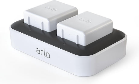 Arlo Dual-Akku-Ladegerät (weiß) – Dual-Akku-Ladegerät – zertifiziertes Zubehör – Akku-Ladegerät für Kameras – 2 Akkus – kompatibel mit Ultra 2, Ultra, Pro 5, Pro 4, Pro 3 Sicherheitskameras – VMA5400c-100eus